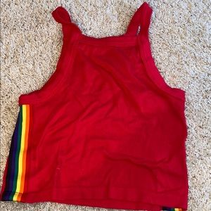 Red crop top with rainbow sides